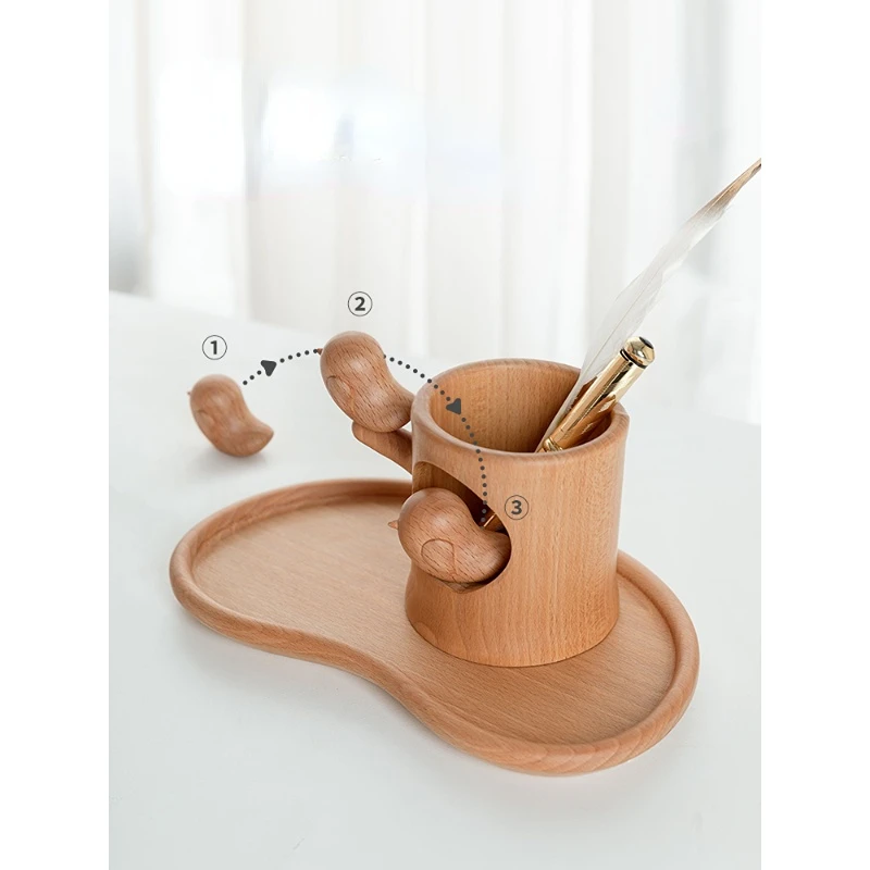 

Wooden Makeup Brush Storage Tube Dresser Table Dustproof Cosmetics and Jewelry Storage Box Brush Storage Organize Box