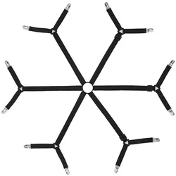 Adjustable Elastic Bed Sheet Holder with Non-Slip Grip - 12-Pack Strap Fasteners (1pc 6 Clips Black)