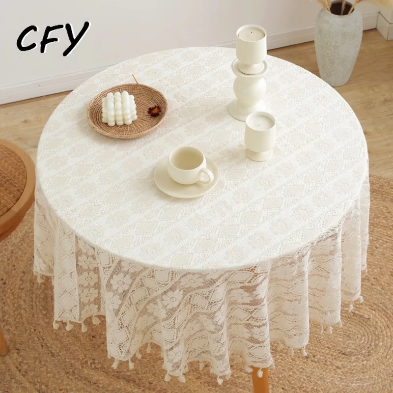

Vintage Hollowed Out Lace Diamond Flowers Tablecloth Round Tablecloth Table Cloths Cover Home Wedding Decor Round Table Maps