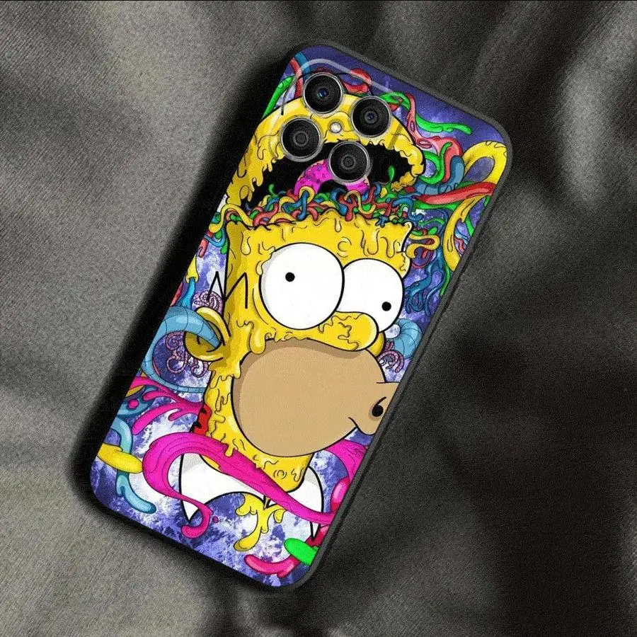 Cartoon The Simpsons Black Soft Phone Case