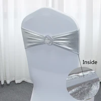 50pcs/Lot Metallic Gold silver Chair Sashes Wedding Chair Decoration Spandex Chair Cover Band for Party Decor birthday sash 2