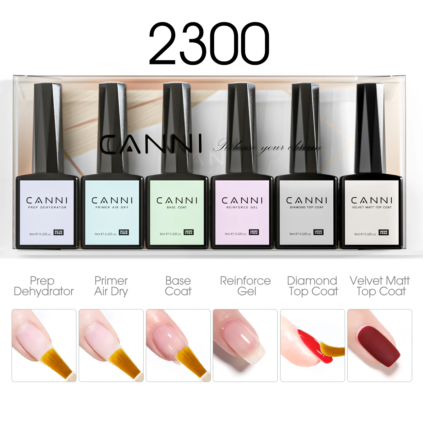 6pcs*9ml HEMA FREE Nail Gel Polish VIP Kit CANNI Semi