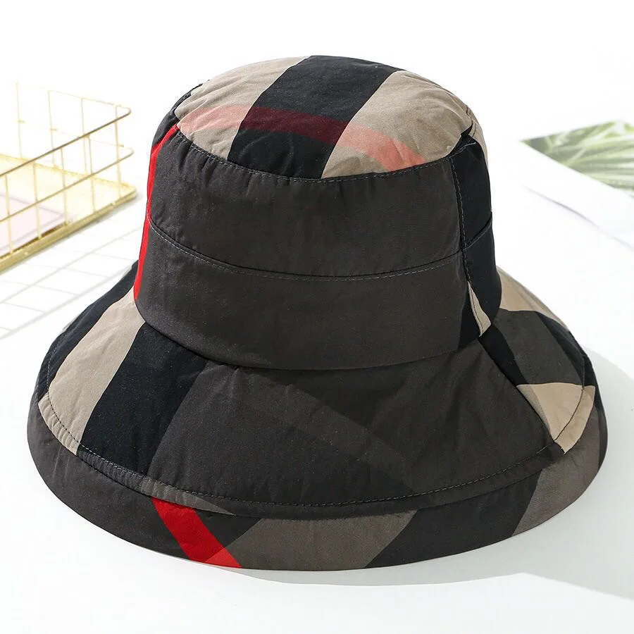 Women Bucket Hat Sun Hat Women Hat Bucket Hat Summer Plaid Folding For Beach Holiday Spring Bowler Sun Protection