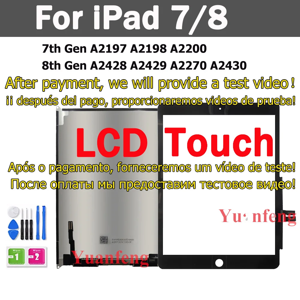 LCD Display Touch Screen Digitizer for iPad 7th 10.2" 2019 A2197 A2200