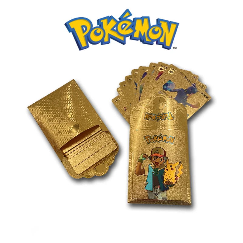 Boxed Pokemon Gold Foil Card Gold Vmax V Energy Card Charizard Pikachu Rare Series Battle Coach