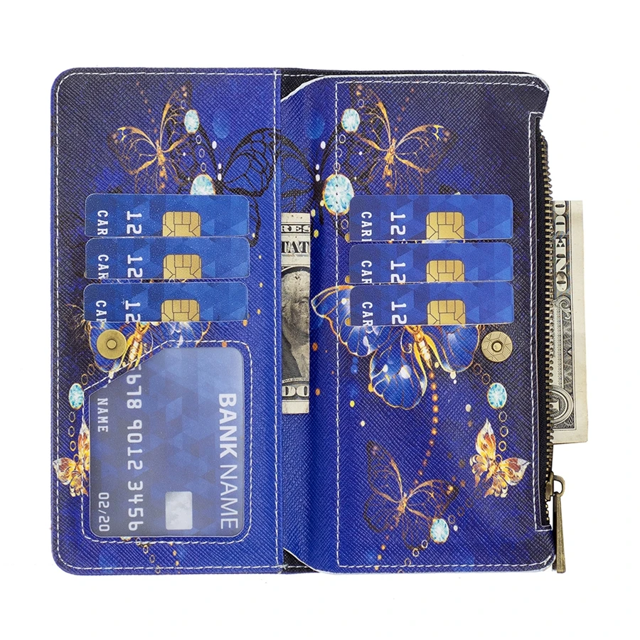 Colorful PU Leather Zipper Wallet Case