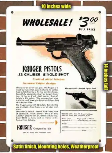 

Металлический знак-1/4 Kruger .12 Калибр Одиночный Пистолет-10x14 дюймов
