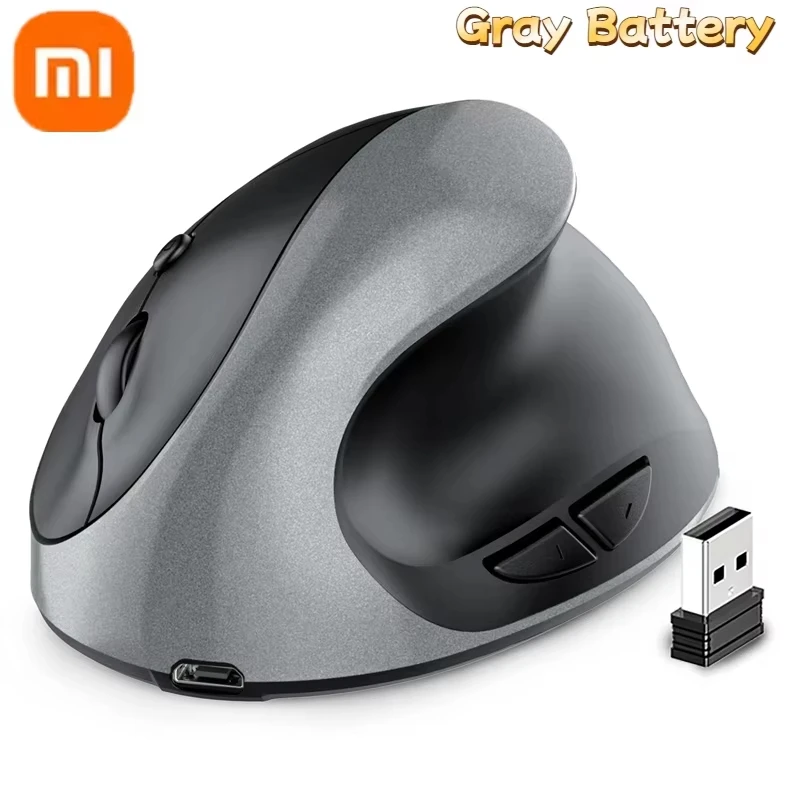 עכבר ארגונומי יצירתי מעצב ידני שקט עם אחיזה אנכית, טעינה אלחוטית באמצעות USB 2.4G למחשבים