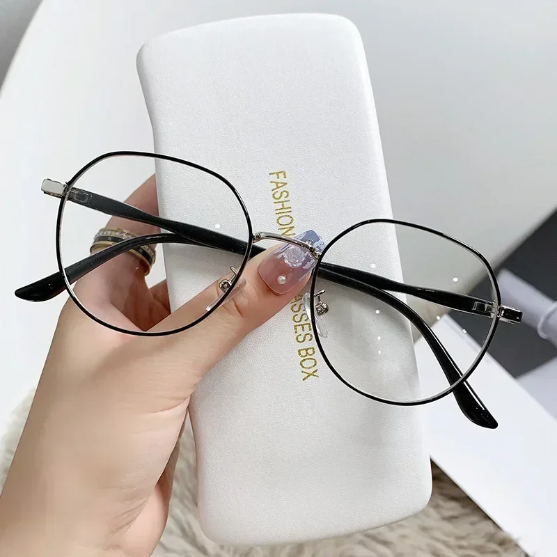 Eyeglass Frames Women Anti Blue Light Computer Glasses Ins Metal Round Glasses Decor Spectacle Frame 0 Diopter