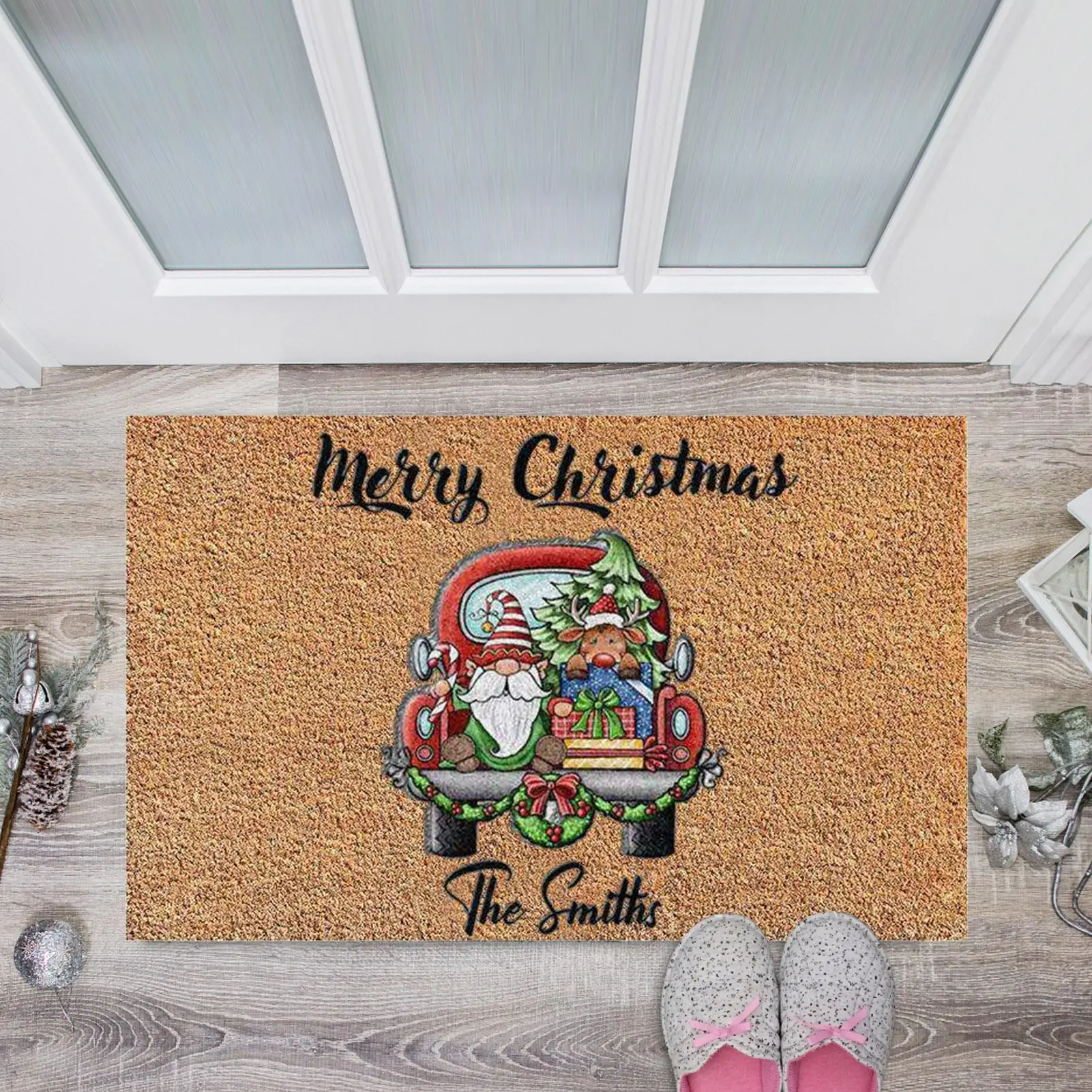 Gnome Welcome Mat Christmas Gnomes Entrance Mats Decor Non Slip Holidays Porch Decor for Entryway Kitchen Bathroom Garage