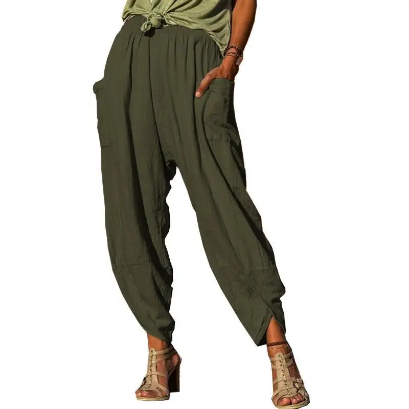 Summer New Women's Personality Loose Cotton and Linen Pants
