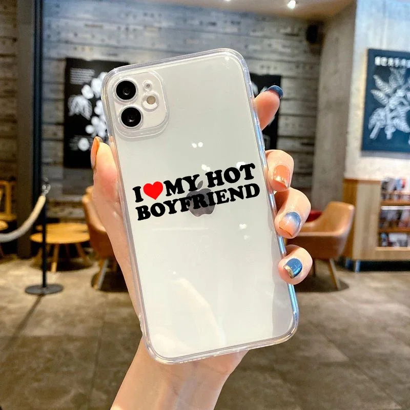 Charming I Love My Girlfriend Transparent Phone Case - Cute & Funny Couple Design