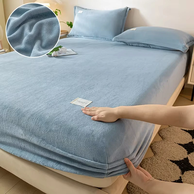 Velvet Mattress Cover High-quality Solid Color Bedspread Latex Mattress Elastic Soft Mattress Covers For Home 160/180/200x200cm