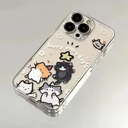Funda de teléfono suave clara con gato de dibujos animados adorable - Funda trasera decorativa