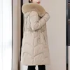 Winter Harajuku Female Clothing Hooded Long Parkas Slim Thicken Cotton-padded Clothes Fashion Fur Collar Zipper Thermal Coat 3