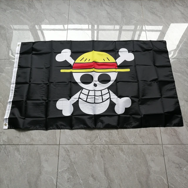 Free shipping High Quality pirate Monkey D. Luffy Skull Flag straw hat flag  90x150cm Double printing Hanging home decor - AliExpress