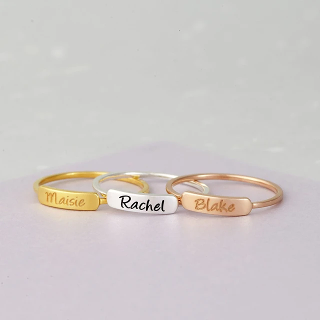 Stackable name rings, name ring, personalized ring, gift for her, gift –  blueskyblackbird