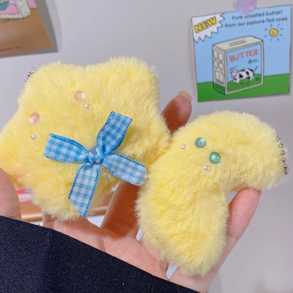 Kawaii Cute Moon Stars Fluffy Soft Star Key Chain Couple Keychain Bag Pendant Charms Bag Accessories