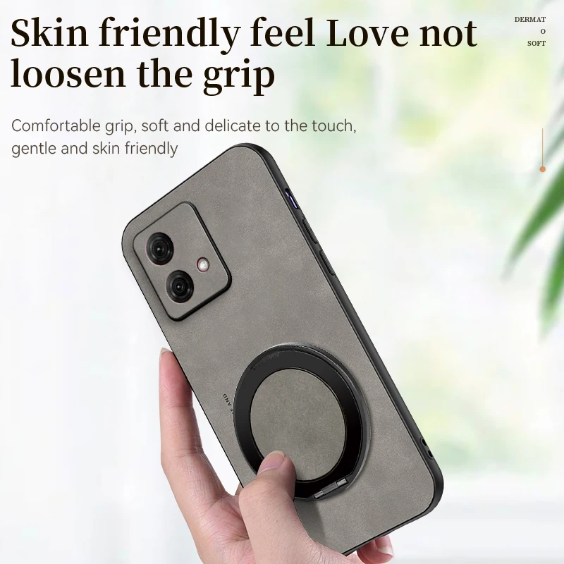 Premium 360° Rotating Sheepskin Leather Phone Case with Holder
