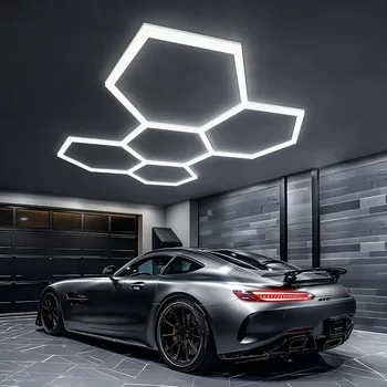 25 Pack Hexagon LED Garage Light - 26400LM Super Bright Ceiling LED Shop Light - Updated Bigger Size for Warehouse Workshop Gym 1