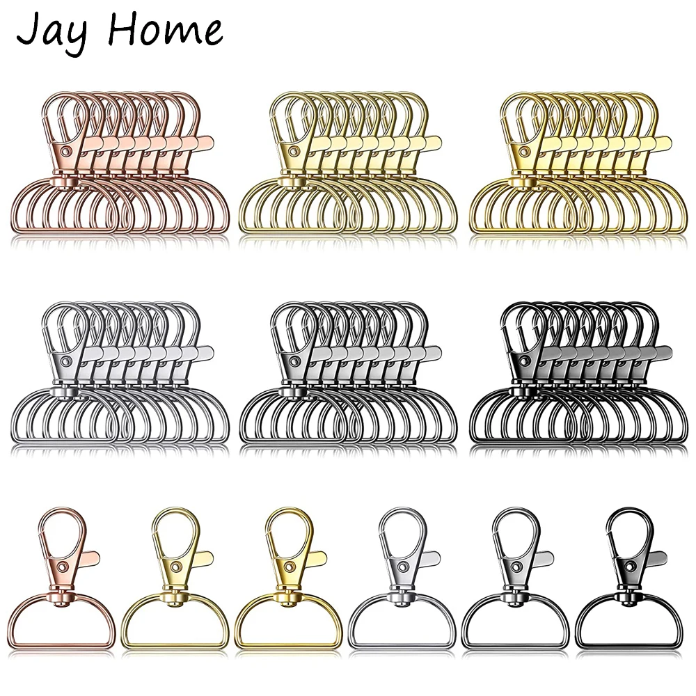 

12/10PCS Lanyard Keychain Snap Hooks Clip Metal Lobster Claw Clasp with D Ring Swivel Snap Hooks for DIY Purse Handbag Craft