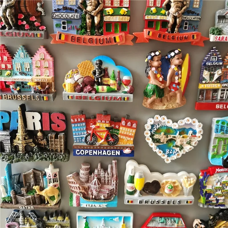 Brussels Belgium Fridge Magnets Sarajevo Hawaii Paris Finland Bosnia Mostar Italy Qatar Scotland Tourist Souvenir stickers Decor magnetic fridge magnets,magnetic sticker,magnetic fridge stickers,refrigerator decor