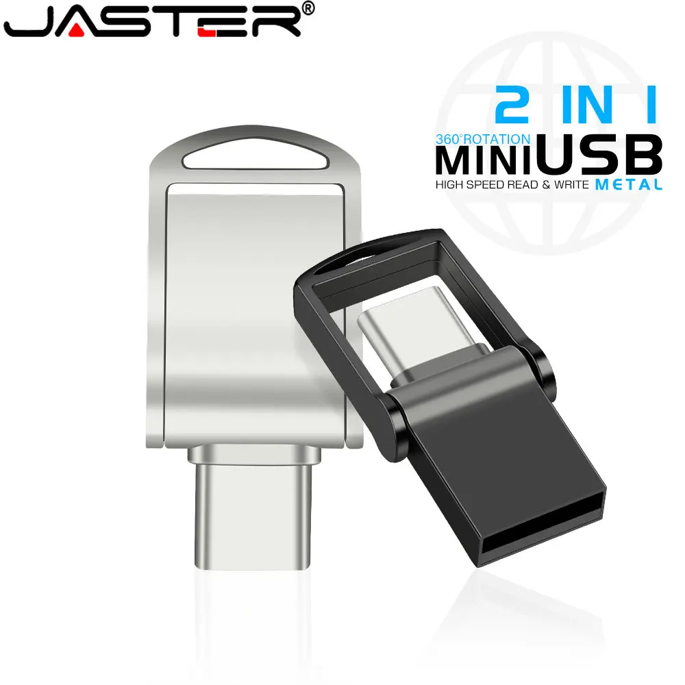 Jaster-mini Metal Usb Flash Drives tipo c Ultra Dual Stick Pen Drive Chaveiro Presente Business 128gb 64gb 32gb 16gb