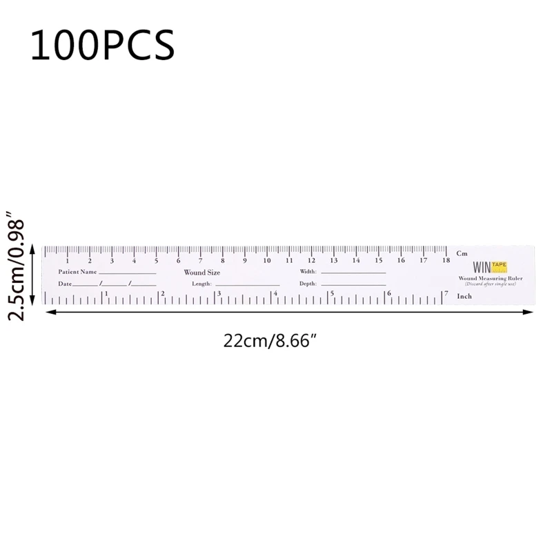 

18cm / 7'' Educare Wound Ruler /PAPER Wound Measuring Tape Me dical Medimeter 100 Pack Wound Measurement Tool