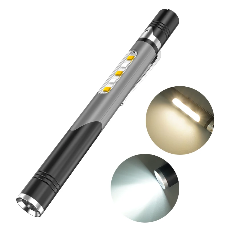 

Portable 3 Light Source USB Rechargeable Medical Handy Pen Light Pocket Mini Nursing Flashlight COB Side Lamp With Clip