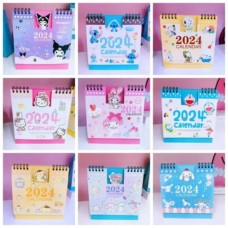 

Настольный календарь 2024 Sanrio Kuromi Hello Kitty Ins, календарь с мультяшным рисунком, мини-календарь для девочек, милое украшение, офисные принадлежности