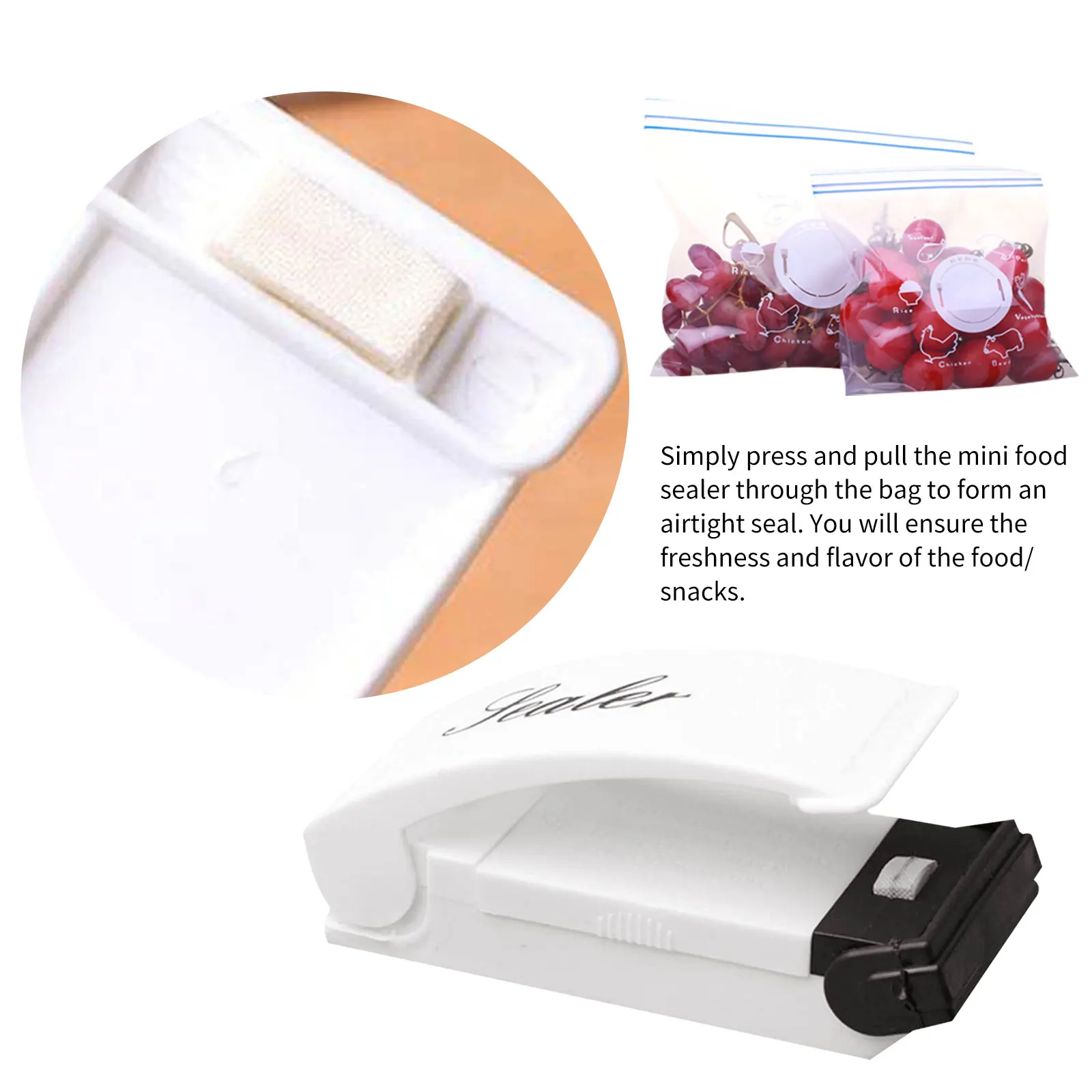 Mini Bag Sealer Heat Sealer Mini Chip Bag Sealer for Plastic Bags Storage Food Snack Cookies Fresh for Food Snack Storage 3