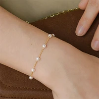 Women Simple Pearls Bracelets Vintage Beads Metal Chain Bracelet Fashion Luxury Design Elegant Stacked Wear Jewelry Charm Gifts 1