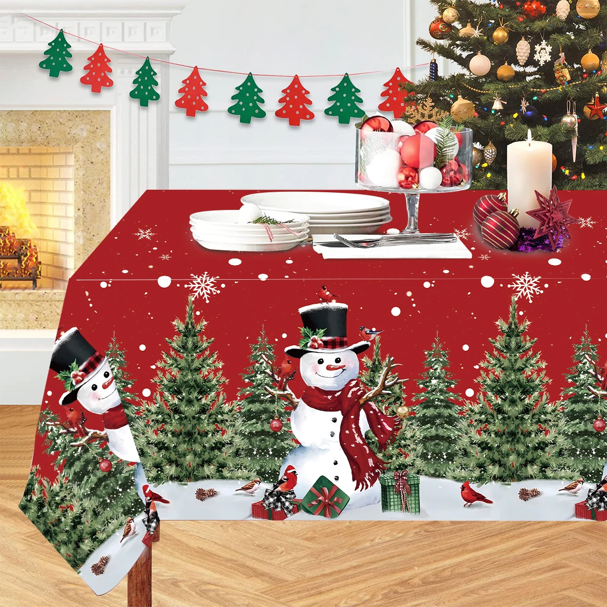 Christmas Decorations Disposable Christmas Tablecloth Merry Christmas Decors For Home Table Cover Xmas Ornament Navidad Natal New Year Gift