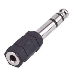 Stereo Audio Headphone and Microphone Adapter Converter (3.5mm to 6.35mm)