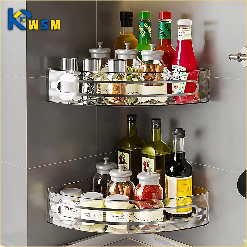2PCS Bathroom Shelves Kitchen Storage Organizer Plastic Shampoo Rack Shower Shelf Bathroom Accessories No Drill Shelf