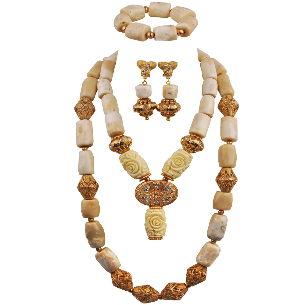 

Laanc White Coral Beads Jewelry Sets African Necklace