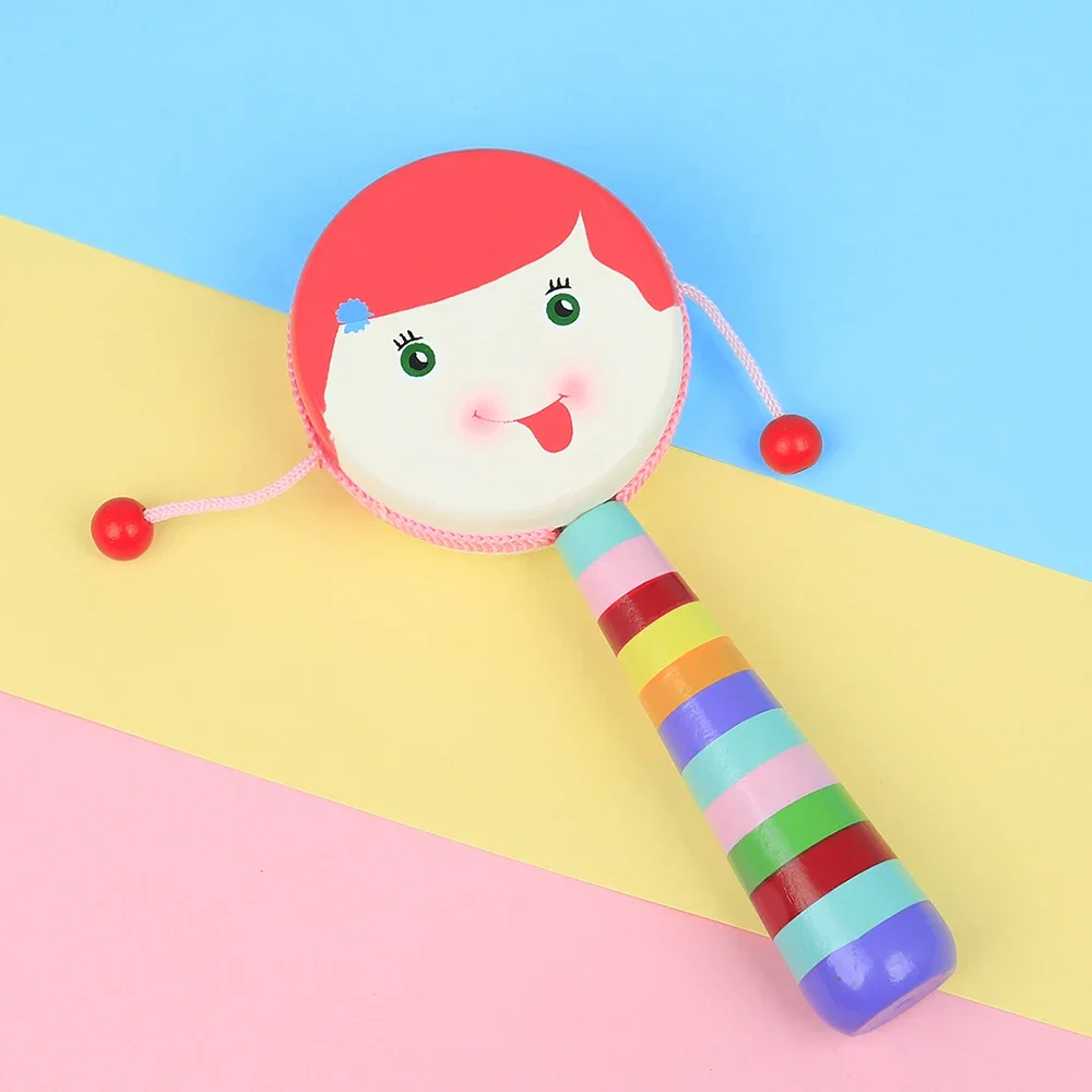 Children's Educational Cartoon Little Girl Rattle Drum Orff Musical Instruments 8 Tone Hands for Baby Educational Kids Gifts