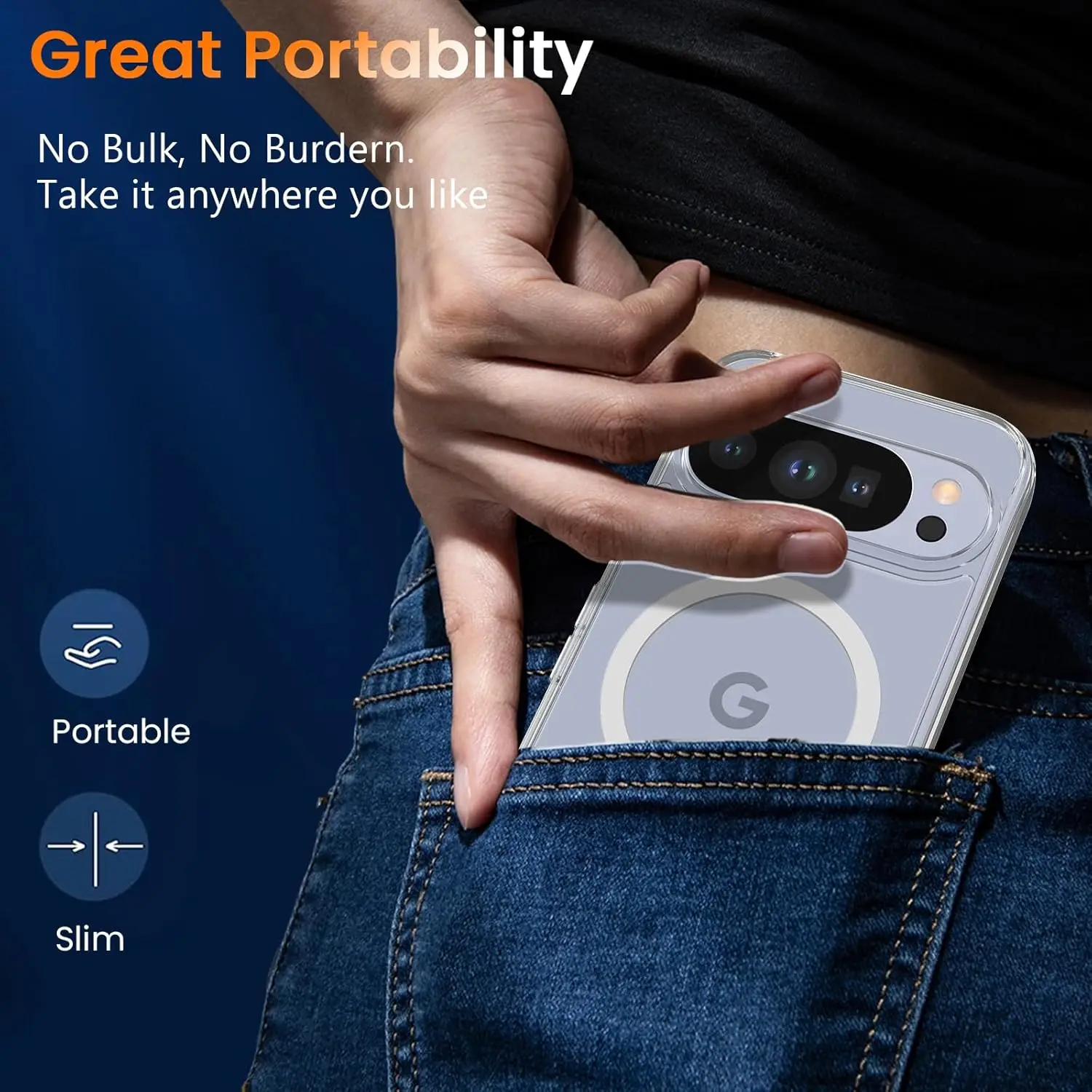 Crystal Clear Slim Magnetic Phone Case - Transparent Soft TPU Cover