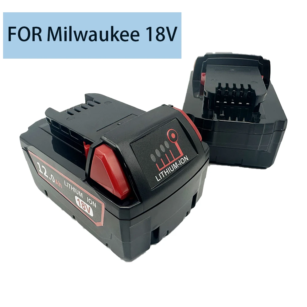 100%Original For Milwaukee M18 Power Tool Battery, Charger, BR, XC, 18V, 12000mAh M18B5, 48-11-1860, Built-in 18650 Battery 4