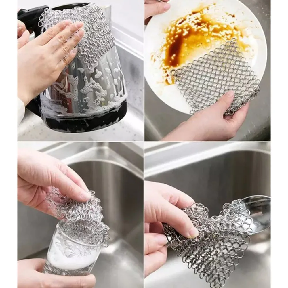 Stainless Steel Cast Iron Cleaner Chain Mail Scrubber - Application Example 6