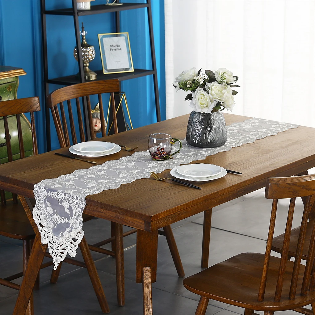 

Белый кружевной тканевый кружевной настольный флаг для вечеринок и свадеб легкий настольный флаг в европейском стиле