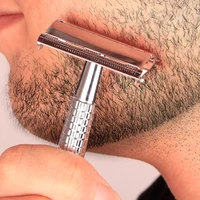 Double Edge Beard Hair Shaver Set Men's Traditional Classic Beard Razor Shaver Stainless Steel Safety Mens Trimmer Blades Box 2