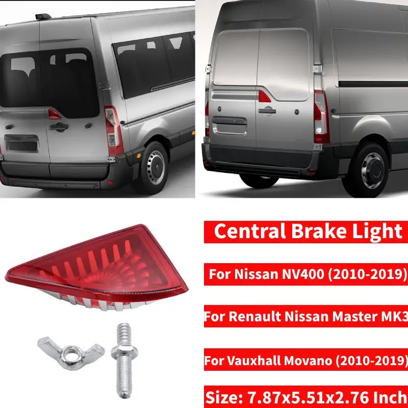 ForRenaultMasterVauxhallMovanoRearRedCentralBrakeLightAuto