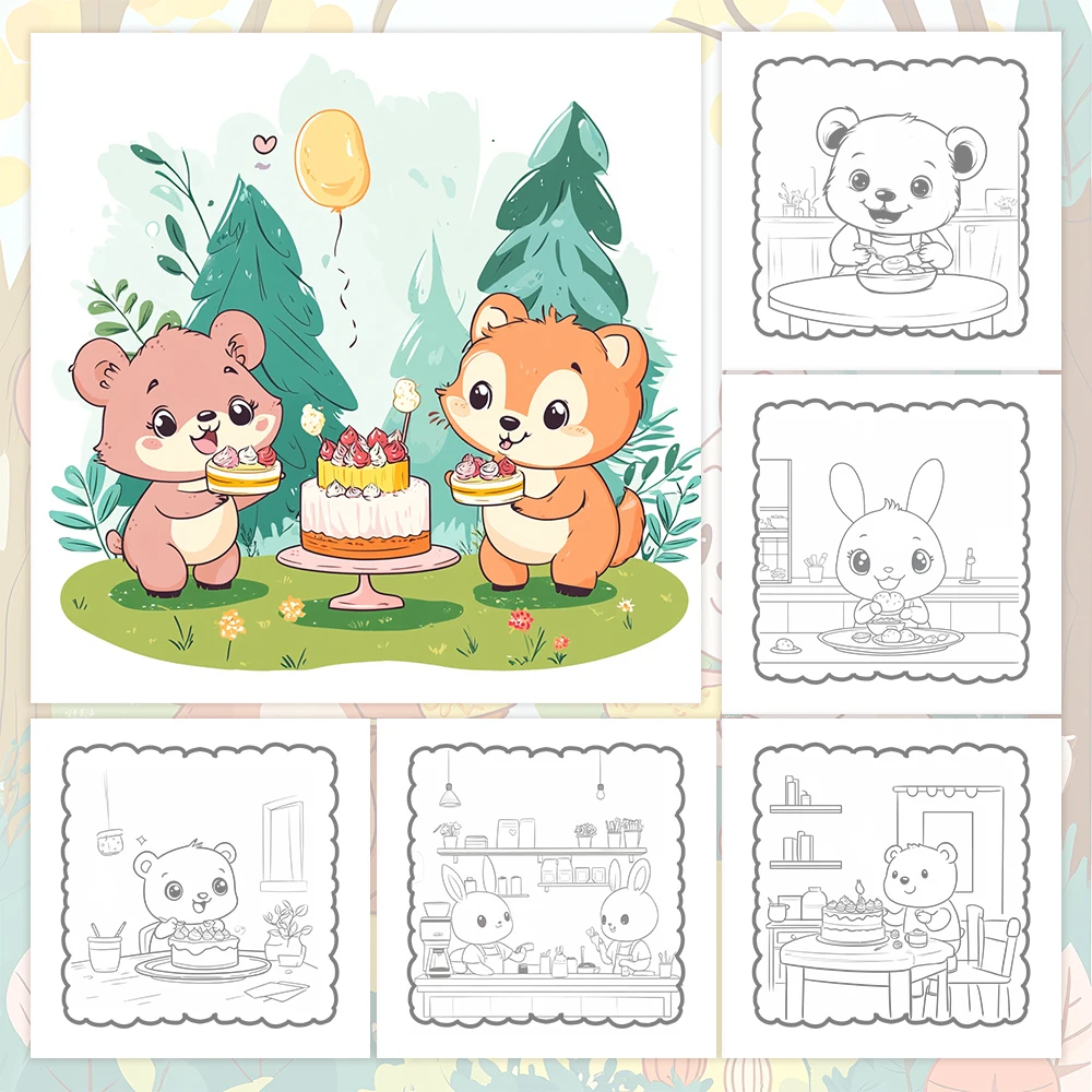 1pc,Animal Colouring Book - Teen Colouring Book - 30 Sheets, 8.3x 8.3 inches, Adult Stress Relief, Birthday, Holiday Party Gift 3