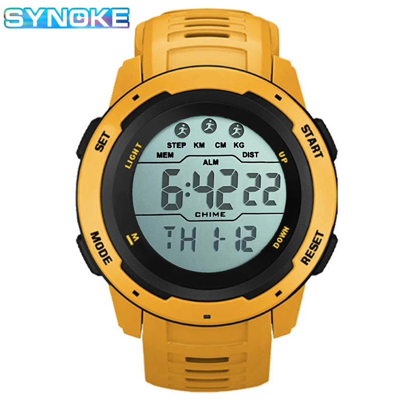 SYNOKE Brand Men Digital Watch Men's Sports Watches Timing Function Alarm Clock Waterproof 50M Digital Watch Military Clock