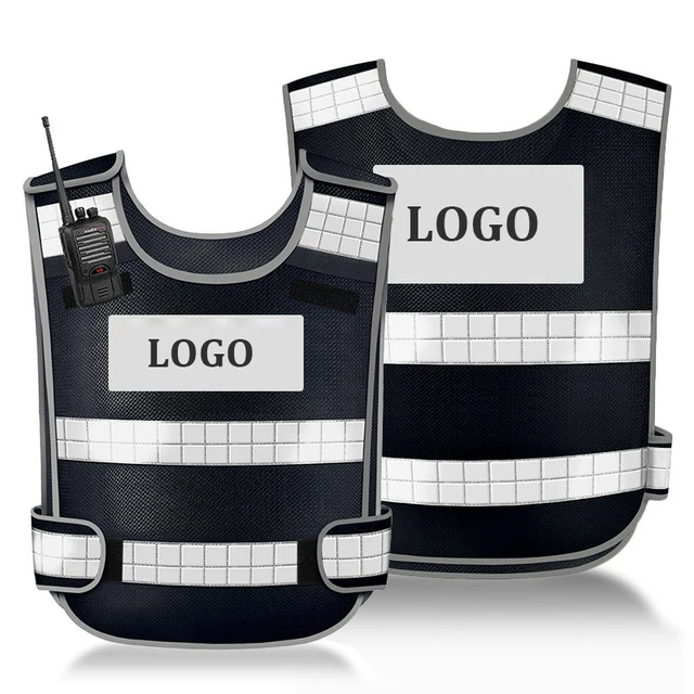 Custom Black Reflective Traffic Control Vest