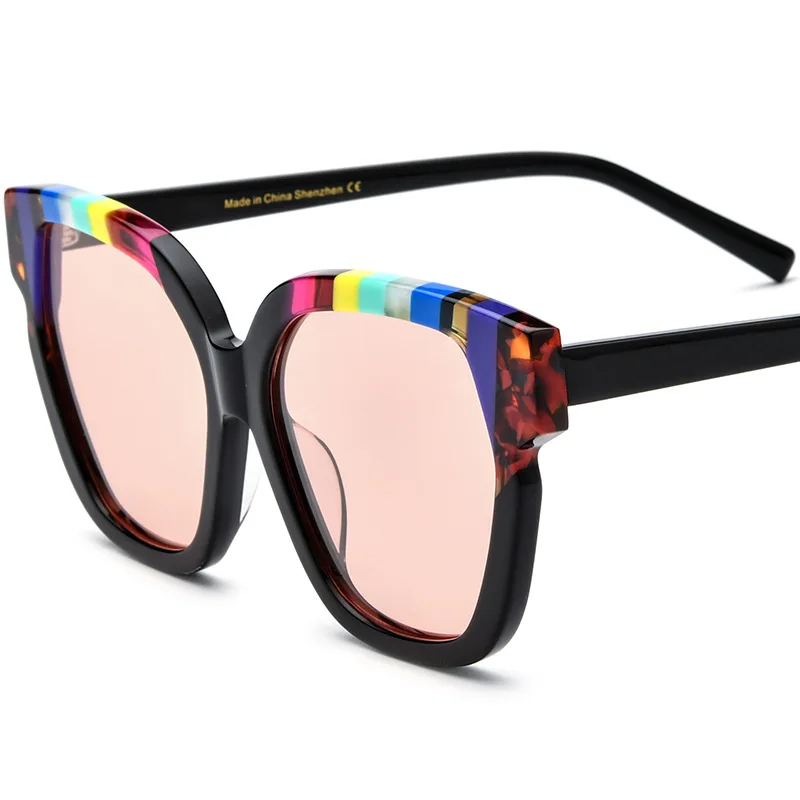 Niche literary cat-eye square sunglasses polarized UV400 men retro personality driving colored glasses match multi-colored women