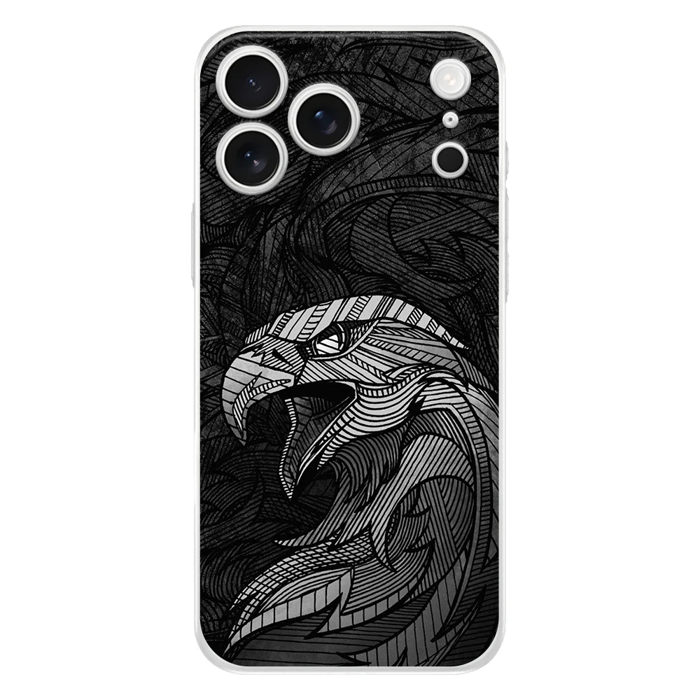 Clear Soft Case with Black Eagle Design and Fullback Protection