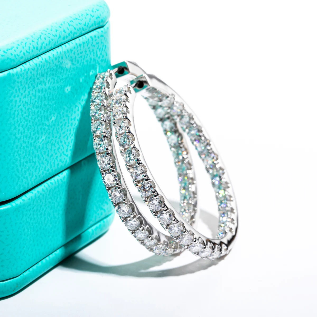 AnuJewel 3mm 5.6cttw D Color Moissanite Big Hoop Earrings 925 Sterling Silver Luxury Huggie Earring For Women Jewelry Wholesale 5