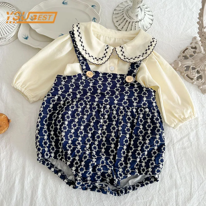 

Футболка с длинным рукавом + комбинезоны для новорожденных девочек